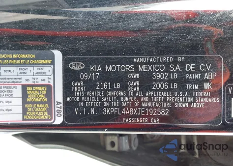 2018 Kia Forte Ex from USA, damaged, VIN 3KPFL4A8XJE192582